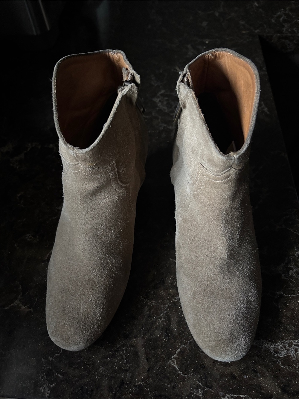 Suede Ankle Booties in Beige - Women